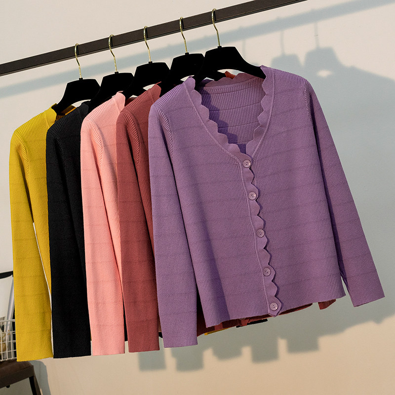 Knit Cardiovert Woman Spring Fall Loose Long Sleeve Cape External to Purple Soft Glutinous Sweater Coat Outside of the Purple Soft Glutinous Sweater Jacket