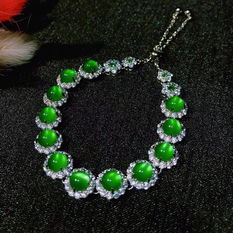 Imperial Green Jade Full Green Jade With Luxury Set Necklace Ring Luxury Violet Hands Girlfriend Full Diamond Gift