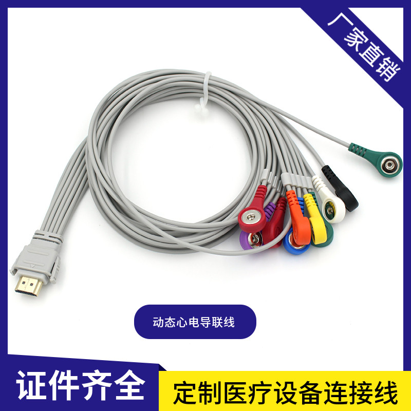 适用于Biox无锡中健科仪CB-1304-C动态心电记录盒导联线Holter12