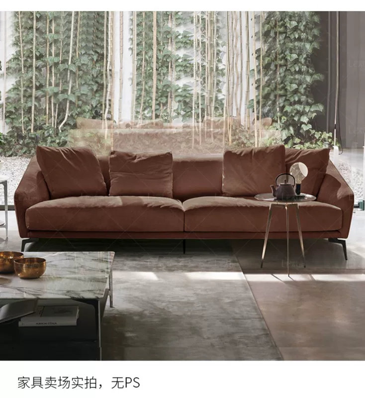 Cổ áo sofa da Ý Ý ba phòng khách căn hộ nhỏ hiện đại tối giản Sofa da Bắc Âu lớp da bò - Ghế sô pha