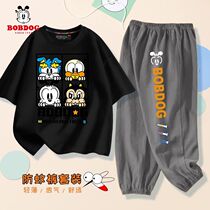 Babudou boy suit summer clothes net red domineering new handsome childrens clothes boys summer thin pants anti-mosquito pants