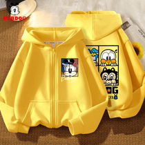 Bobo boys jacket spring and autumn cool and handsome fried street latest 2022 hot style with hooded middle-aged childrens spring clothes