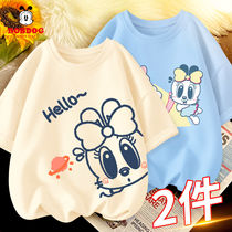 Babudou girl short-sleeved summer new Korean version loose 12-year-old girl half-sleeved top foreign style childrens t-shirt female