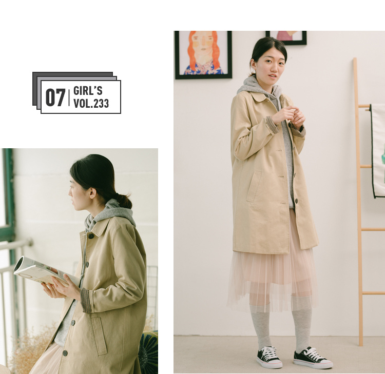 Trước đây áo gió chậm chạp giản dị nữ áo dài 2018 áo khoác nữ kaki cotton mùa xuân và mùa thu mới áo khoác lông nữ