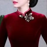 Свадебное платье, бархатное ципао для матери, демисезонный лонгслив, платье большого размера, длинная юбка, коллекция 2023