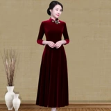 Свадебное платье, бархатное ципао для матери, демисезонный лонгслив, платье большого размера, длинная юбка, коллекция 2023