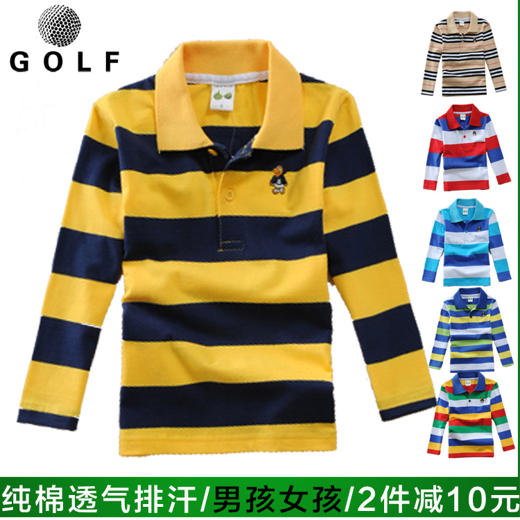 Golf children's clothing T-shirt autumn clothes boy long sleeves CUHK Tong pure cotton blouse girl golf ball clothes polo shirt