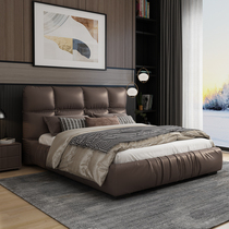Extremely minimalist modern 1 8 m master bedroom genuine leather art double storage bed suit Nordic design 1 5 m big wedding soft bed