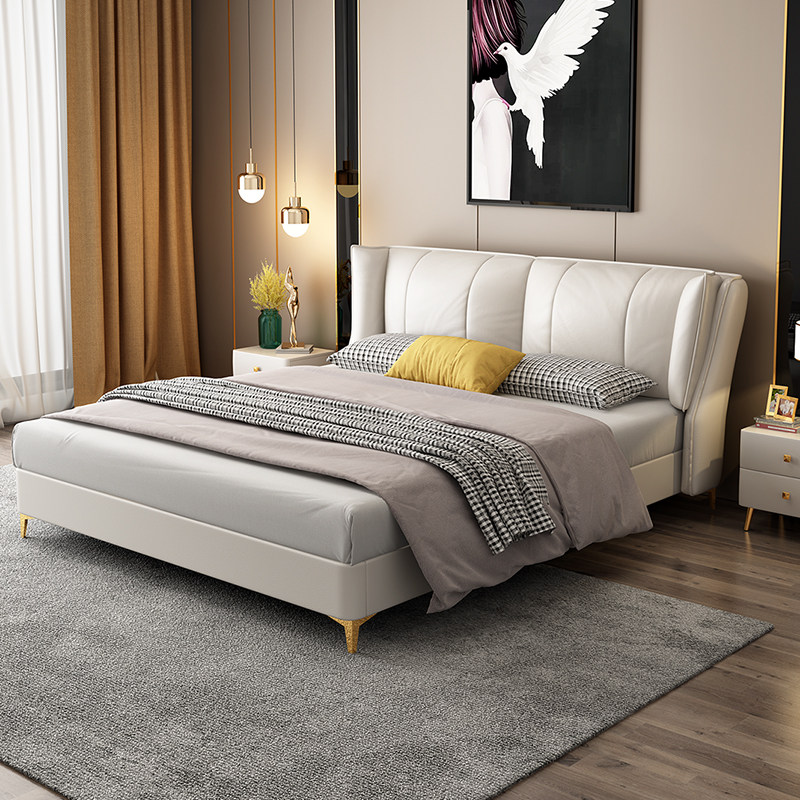 Nordic light extravaganza 1 8 m genuine leather art double soft bunk bed main sleeper approx. modern 1 5 m latex grand wedding bed furniture