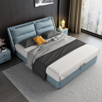 Extremely minimalist modern 1 8 m master bedroom genuine leather art double soft bunk bed Nordic design 1 5 m large wedding storage bed