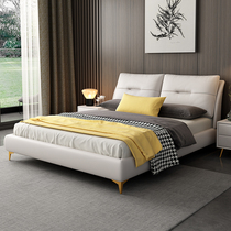 Minimalist light extravagant style main subbed 1 8 m real cow leather double soft bed modern 1 5 pneumatic high storage bed suit