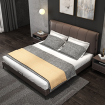 italian real leather bed main sleeper double wedding bed modern brief about 1 8 m bed 1 5 m soft bag light luxury leather art bed