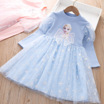 Frozen Princess Aesa Dress Girl Spring and Autumn Dress Wears Dress Children Blue Dress