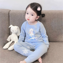 Childrens pajamas girl pure cotton long sleeves spring and autumn baby air conditioning little girl Princess Aisha home suit