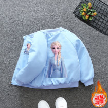 Girl plus coat autumn and winter of Princess Elsa childrens jacket baby thickens baseball clothing tide