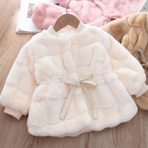 Girl imitation fur coat in autumn and winter clothes children baby cotton cotton thicker heat and outgoing cotton clothes and toddlers plush