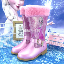 Winter new Frozen childrens high-heeled boots Aisha Princess boots girls warm plus velvet high snow boots