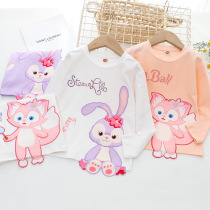 Girl long sleeve t shirt spring and autumn pure cotton cute baby baby sweating the rabbit toss tide