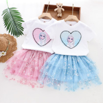 Girls Short Dress Summer Girl Wears Snow Snow-Snow Princess Aisha Performing Dress Childrens Half Dress