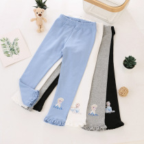 Girls punch pants in spring and autumn wear pure cotton baby pants cartoon Princess Aisha Fall little feet trousers