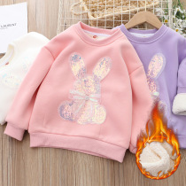 Girls garment plus winter childrens clothes lamb girl in winter clothes thickened winter tide