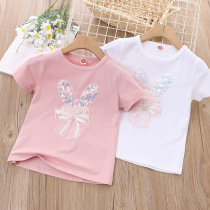 Children t-shirt girl short sleeves in the big girl girl summer cotton shirt tops girl baby wear skirt dress
