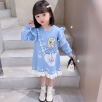 Girl knitting dress autumn and winter dress plus Princess Aisa childrens dress gas baby sweater child