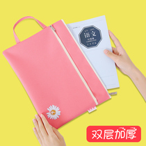 File Bag Zipper Large Capacity a4 Handbag Waterproof Little Fresh Multilayer Cashier Bag Elementary School Student Cram Bag