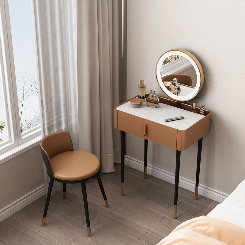Light luxury rock slab dressing table modern minimalist small bedroom small dressing table minimalist solid wood dressing table mini