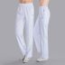 Jinguan mùa xuân và mùa hè mùa thu quần thể thao màu trắng quần nam và nữ quần thường quần rộng kích thước lớn quần thể thao nhóm quần thể dục quần thể dục 2 sọc Quần thể thao