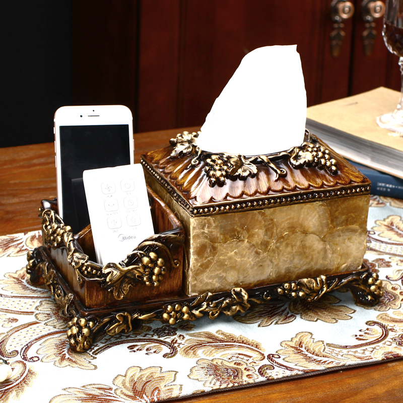 Post Beau Style Multifunction Paper Towel Box Retro Luxurious Swing Piece Living Room Remote Control Containing Box Napkin Box Sanitary Paper Box