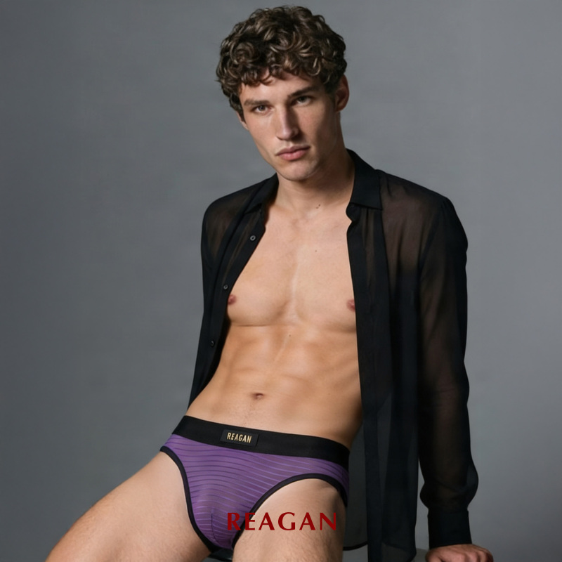 Ub911 Classic Textured Patchwork Deconstructed Sheer Mesh Sexy Men's Striped Briefs Dressy Underwear Ub911 Classic Textured Patchwork Deconstructed Sheer Mesh Sexy Men's Striped Briefs Dressy Underwear