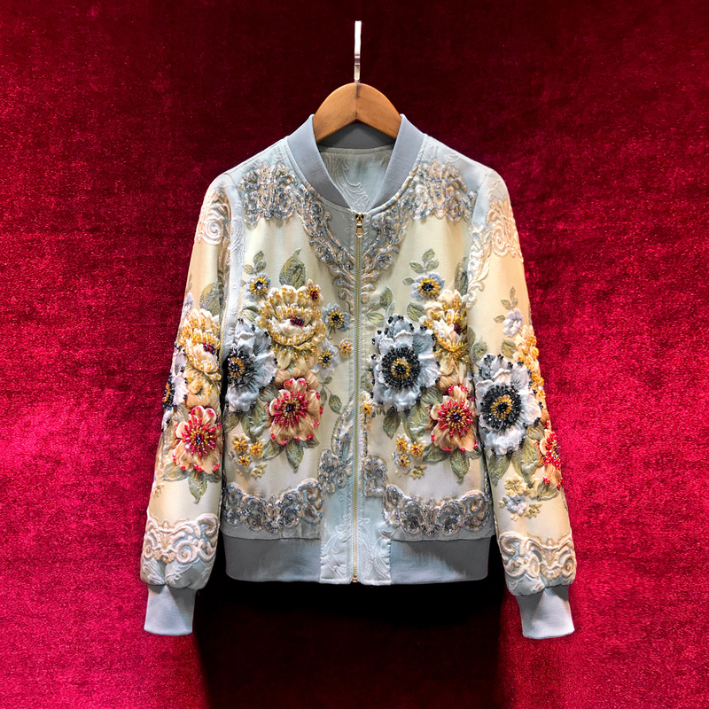 Collectible Grade ~ Chanel-Style Popular Heavy Beaded Embroidery Baseball Jacket Women's Coat National Style Outerwear Spring New Arrival Collectible Grade ~ Chanel-Style Popular Heavy Beaded Embroidery Baseball Jacket Women's Coat National Style Outerwear Spring New Arrival