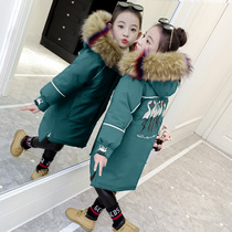 Girls winter clothes 2020 new long down cotton clothes big children children Winter girls foreign style cotton coat