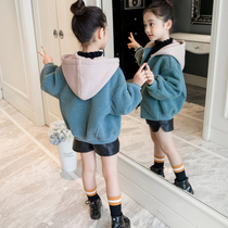 Girls autumn and winter clothes 2020 new childrens clothing foreign atmosphere children childrens girls fur one lamb wool fleece coat