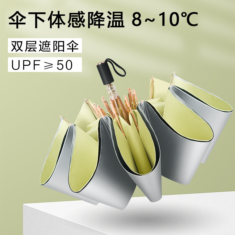 Sunscreen Super super-UV-proof double beach umbrella sun umbrella double black glue umbrella female clear and rain dual-use folding-Taobao
