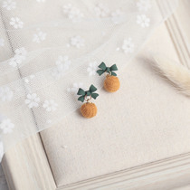 Floral hand for young girls heart sweet and temperament butterfly knot wool ball pure silver earrings earrings adorable ear clip fresh and retro