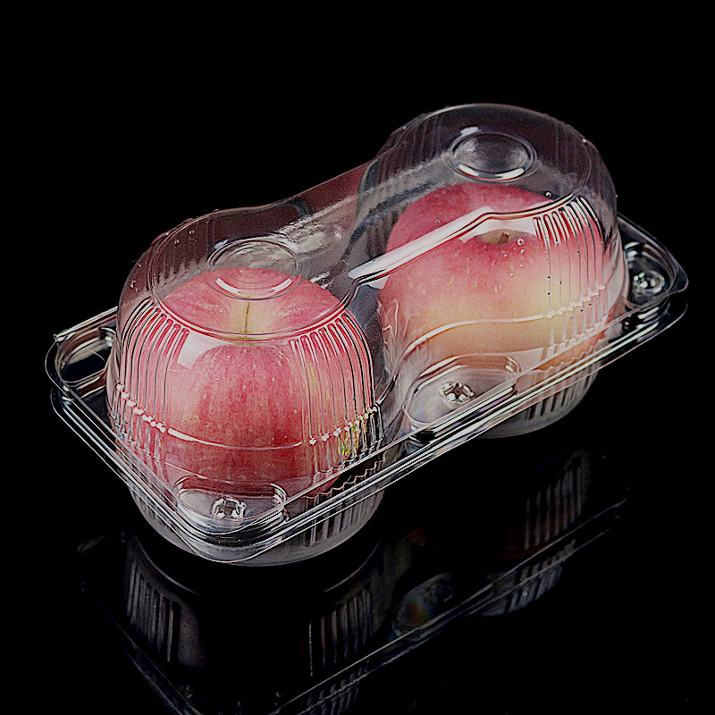 Two apple boxes disposable transparent plastic fruit box supermarket fruit display peach orange packaging box