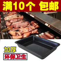 Supermarket fresh tray thickened chilled seafood cooked food cold fresh meat tray rectangular pork black tray plastic