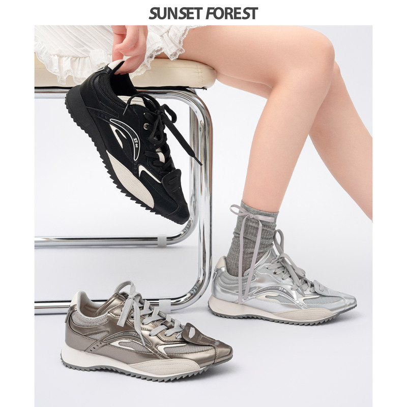 Sunset Forest Pointed Toe Sneakers Women's 2026 Spring New Small Silver Shoes German Training Thick-Soled Versatile Casual Shoes Sunset Forest Pointed Toe Sneakers Women's 2026 Spring New Small Silver Shoes German Training Thick-Soled Versatile Casual Shoes