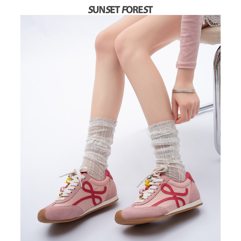 Sunset Forest Yang Mi Style Pink Agande Training Shoes for Women 2026 Spring New Casual Sports Asymmetrical