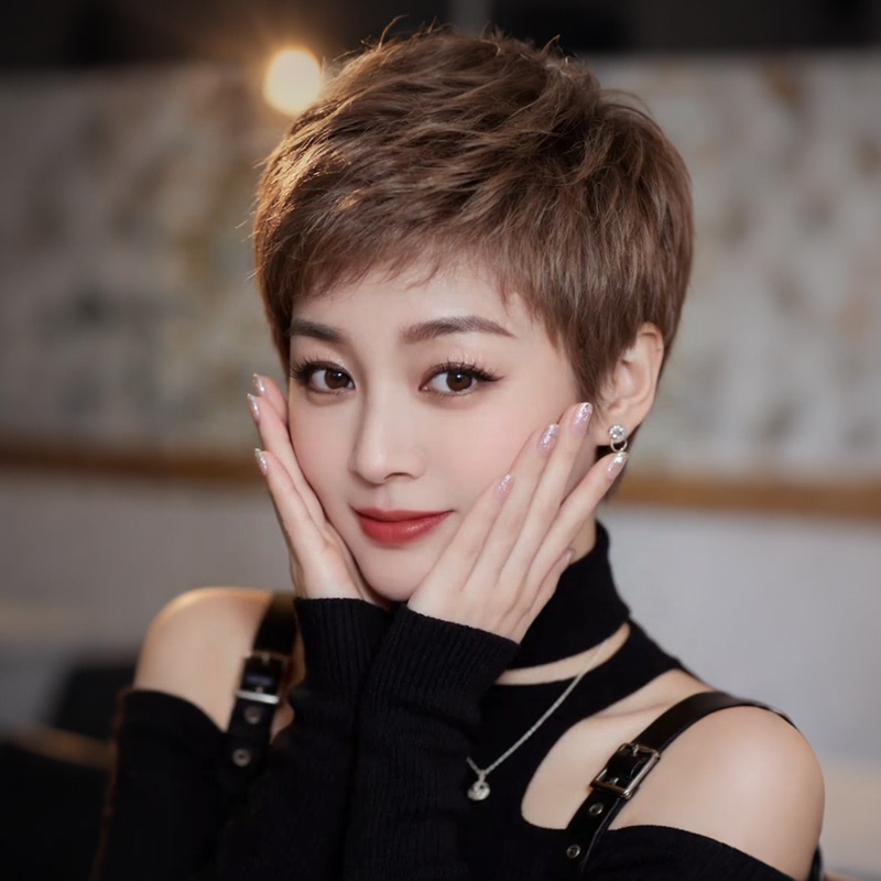 Full Head Wig for Women, Made of Real Human Hair, Specially Designed for Bald Heads, Age-Reducing, Lightweight, Breathable, Suitable for Middle-Aged and Elderly Mothers, Summer Style
