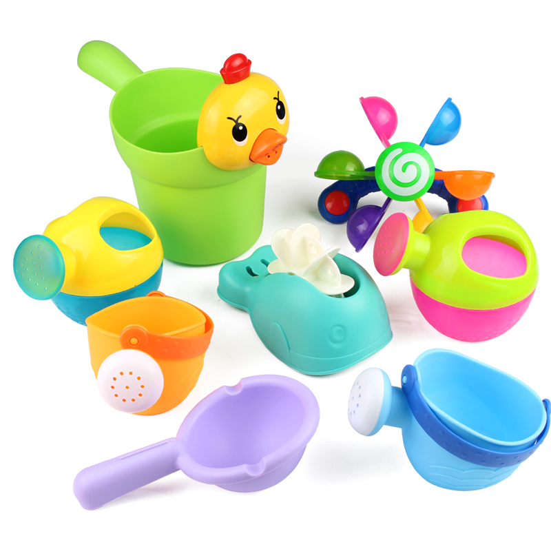 Baby boy bath toy boys and girls shower kettle little yellow duck shampoo cup baby water water truck Beach