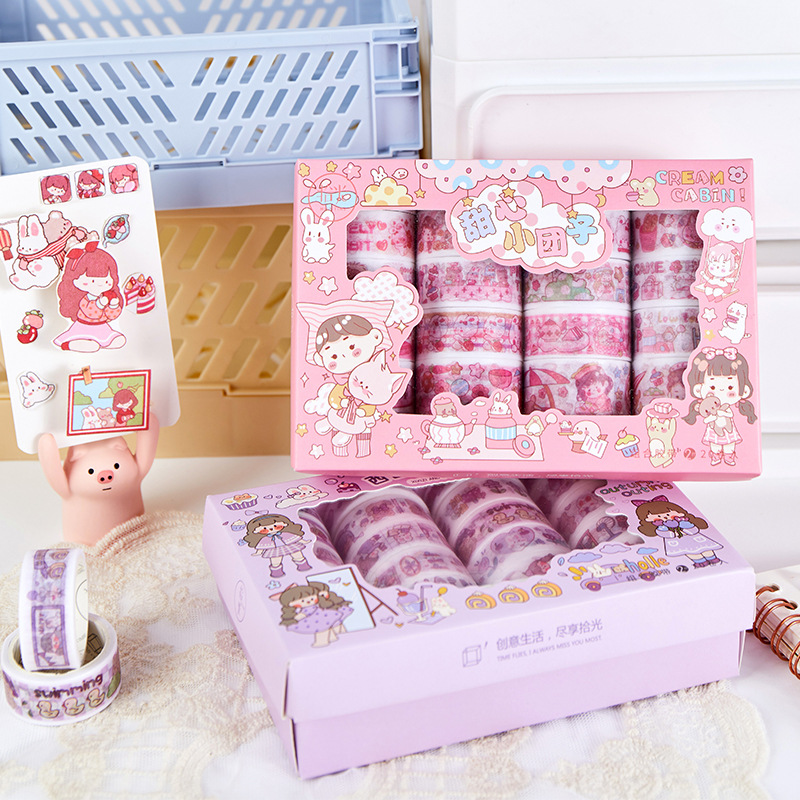 20 rolls and paper adhesive tapes whole rolls of suit sweetheart small fresh and cute girl characters handbill decorative stickers