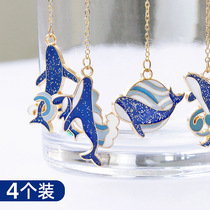 Blue Whale Metal Bookmark Students with Classical China Wind Wendy Products Hollowed-out Book Clip Ancient Wind Fine Gift Stationery