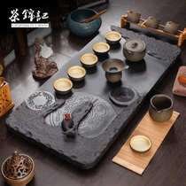 Tea Jinji tea set large whole black gold stone tea table simple drainage home living room Wujin Stone tea tray
