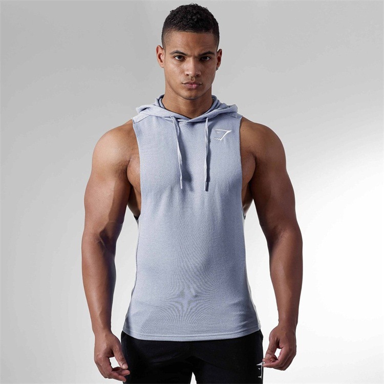 Cơ bắp Shark Thể Thao Đào Tạo Workout Nam Anh Em Trùm Đầu Hoodie Sweater Vest Top Chạy áo ba lỗ nike