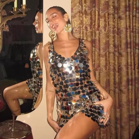 L7887Y Cross-Border Multi-Layer Heavy Sequined Shiny Silver Dress Festival Nightclub Sexy Outfit Clubwear