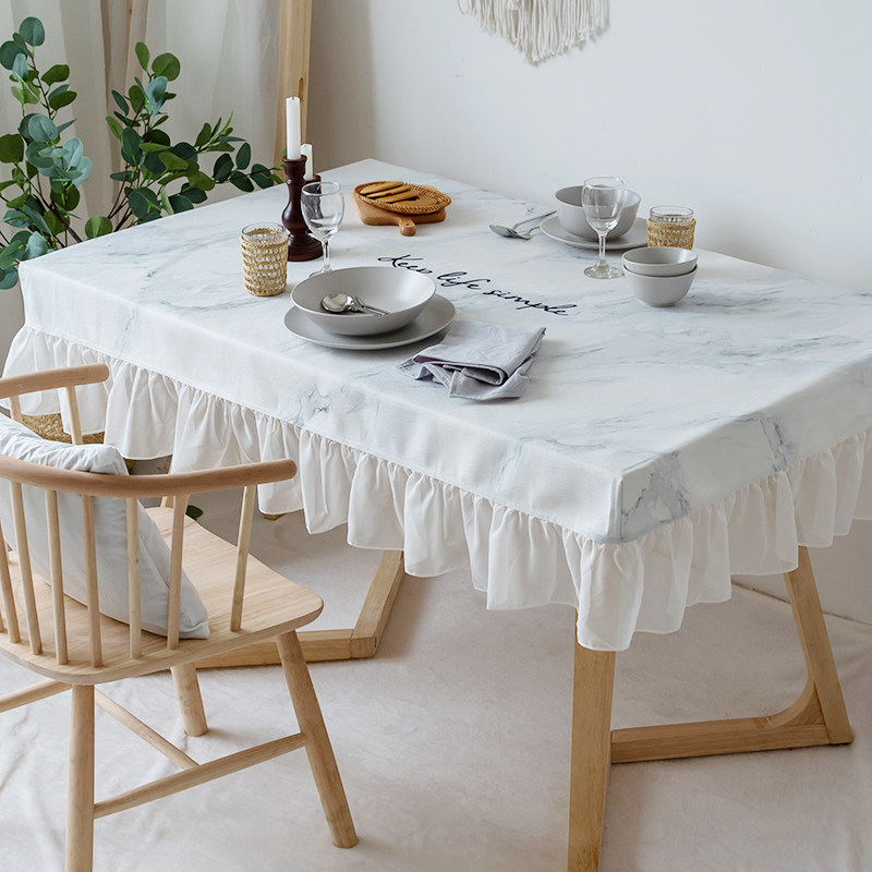 Anti-slip cotton linen Nordic table cloth home cloth art table cloth cover ins wind net red lace rectangular girl heart