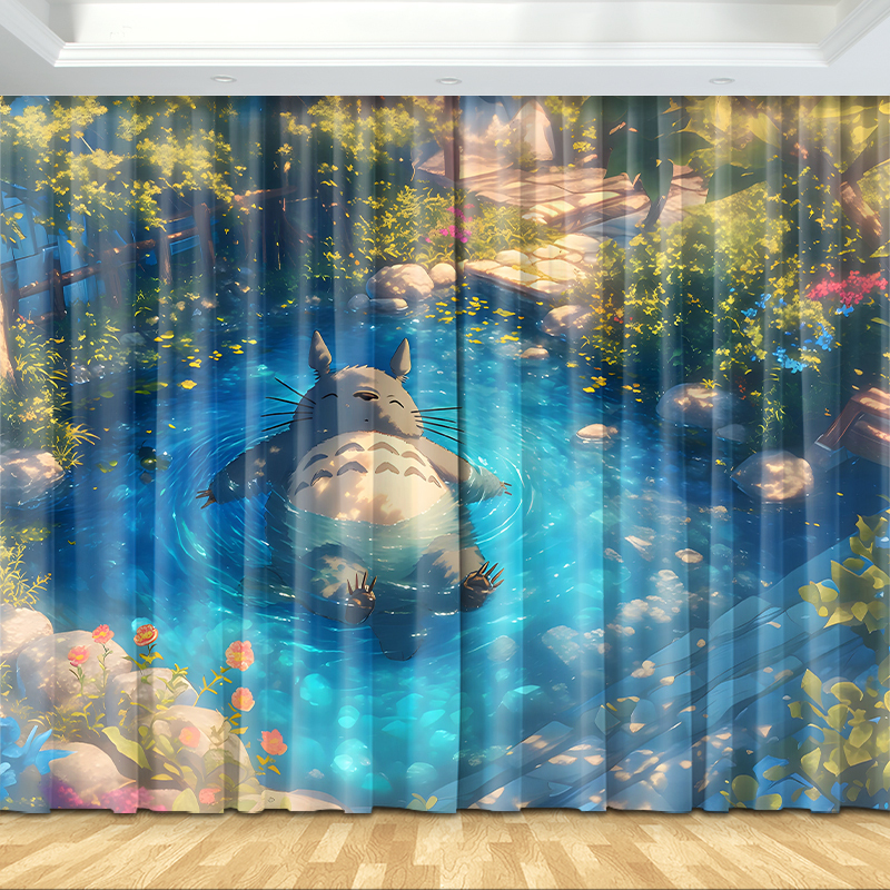 Hayao Miyazaki Totoro Spirited Away Anime Cartoon Series Blackout Curtains Children's Room Bedroom Bay Window Curtains